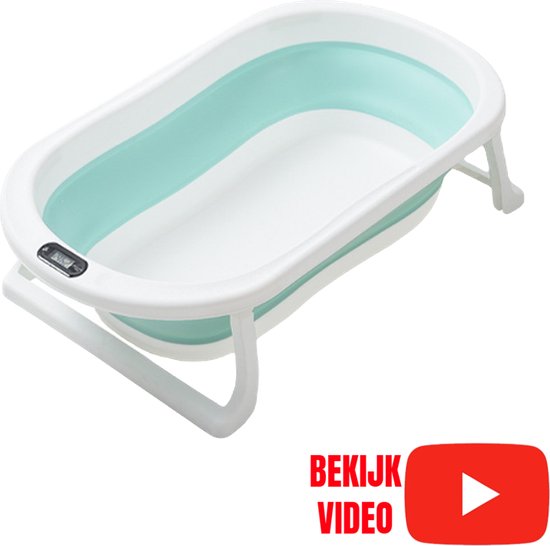 Allernieuwste.nl® Opvouwbaar Opklapbaar BabyBad met Thermometer Badkussen en Standaard - Kinderbadje Babybadje Kleur Groen van Merkloos — afbeelding 5