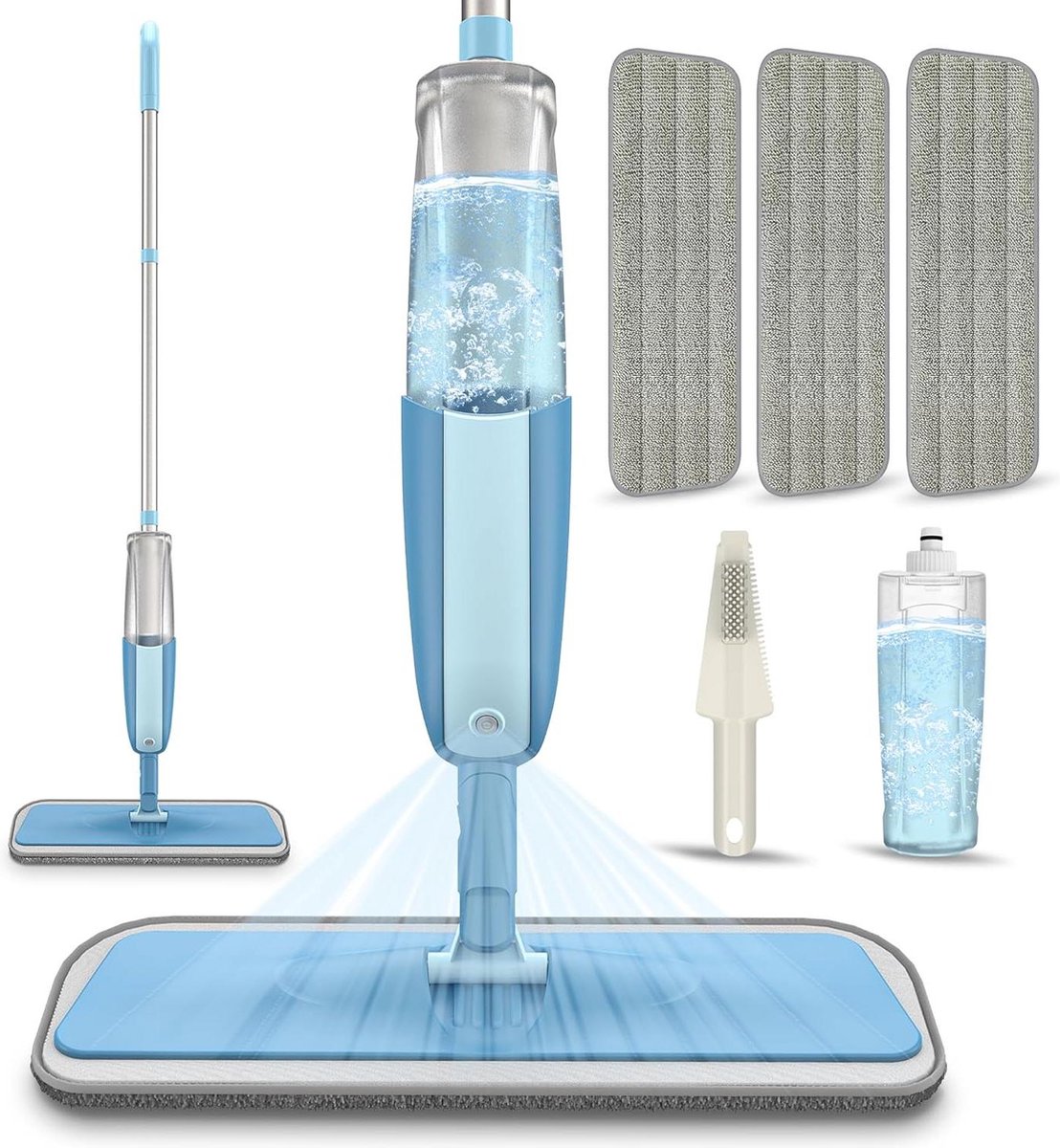 Goedkoopste Vloerdweil voor het reinigen van vloeren - Dust Natte Droge Mop - Spray - Hardhouten Laminaattegels - Plat - Met 3x Herbruikbare Microvezelpads - Voor Huis en Kantoor Mop