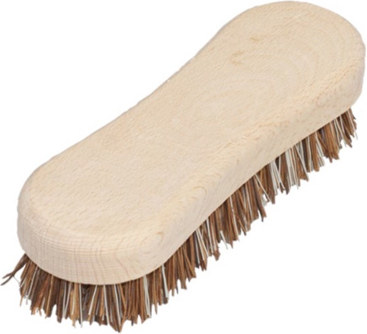 Goedkoopste Schrobborstel van hout - met fiber/palmvezel luiwagen - 8-vorm bruin - Schoonmaakartikelen/schoonmaakborstels