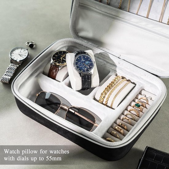 Lot De 3 Pochettes Velours Pour Montres Avec Fermeture Pression - Noir, étui De Rangement Et Voyage Pour Montres Et Bijoux - 14