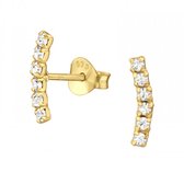 Boucles d'oreilles en argent | Boucles d'oreilles | Boucles d'oreilles clous plaqué or , barre incurvée avec cristaux