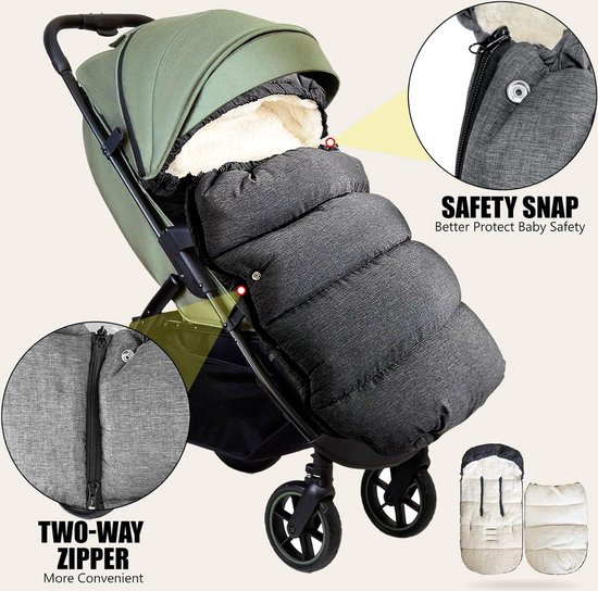 Chancelière Bébé Poussette Hiver - Universelle Grande Taille 100cm | Résiste -30°C | Pour Siège Auto/Buggy | Gris