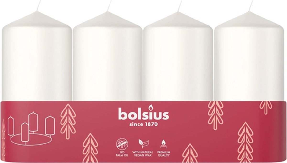 10 trays/sets met 4 stuks Bolsius witte stompkaarsen 100/48 (20 uur) Cloudy white