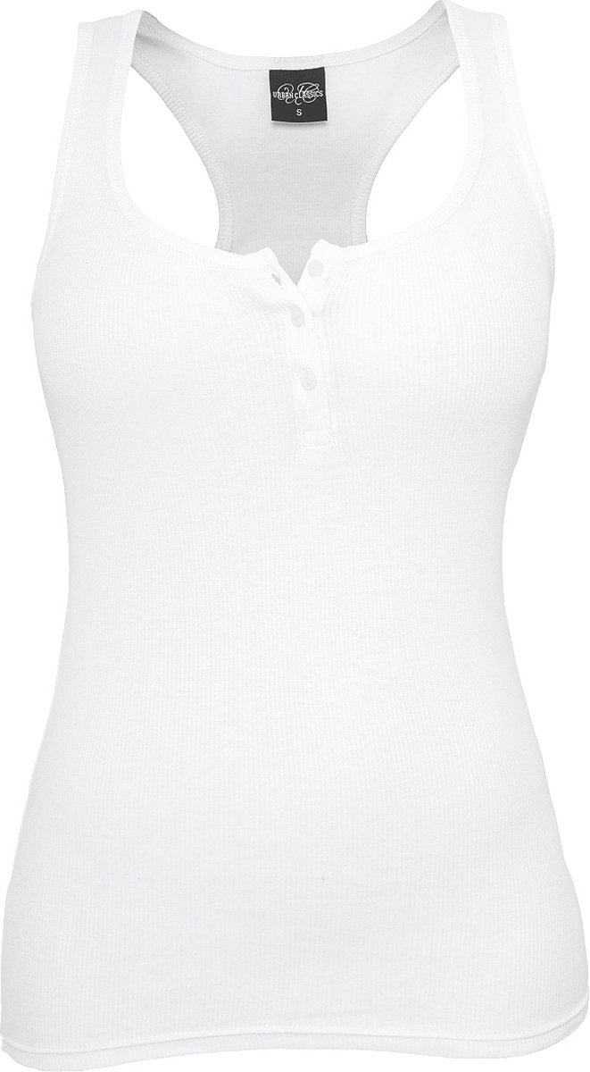 Urban Classics Button Dames Top – S Wit