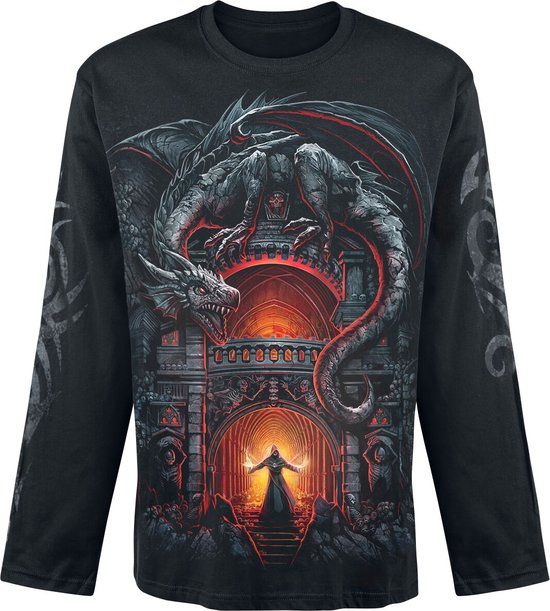 Spiral Dragon's Lair Heren Shirt met lange mouwen - zwart - XL