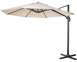 Zweefparasol MCW-A96, parasol, rond Ø 3m polyester aluminium/staal 23kg ~ crème zonder voet