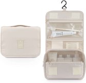 Vandera Toilettas Dames - Make-up tasje - Beige - Reis Toilettas met haak - Toilettassen - Organizer - 24cm x 19cm