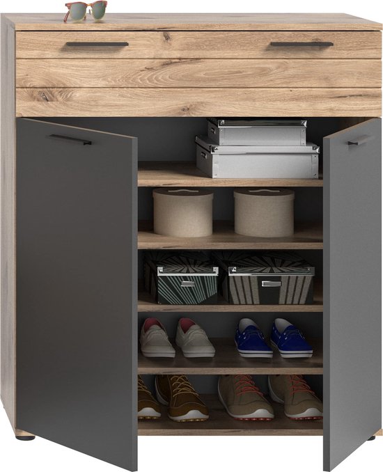 Rootz Mason Armoire à chaussures – Commode en bois – Organiseur de rangement pour chaussures – 90 cm x 104 cm x 37 cm