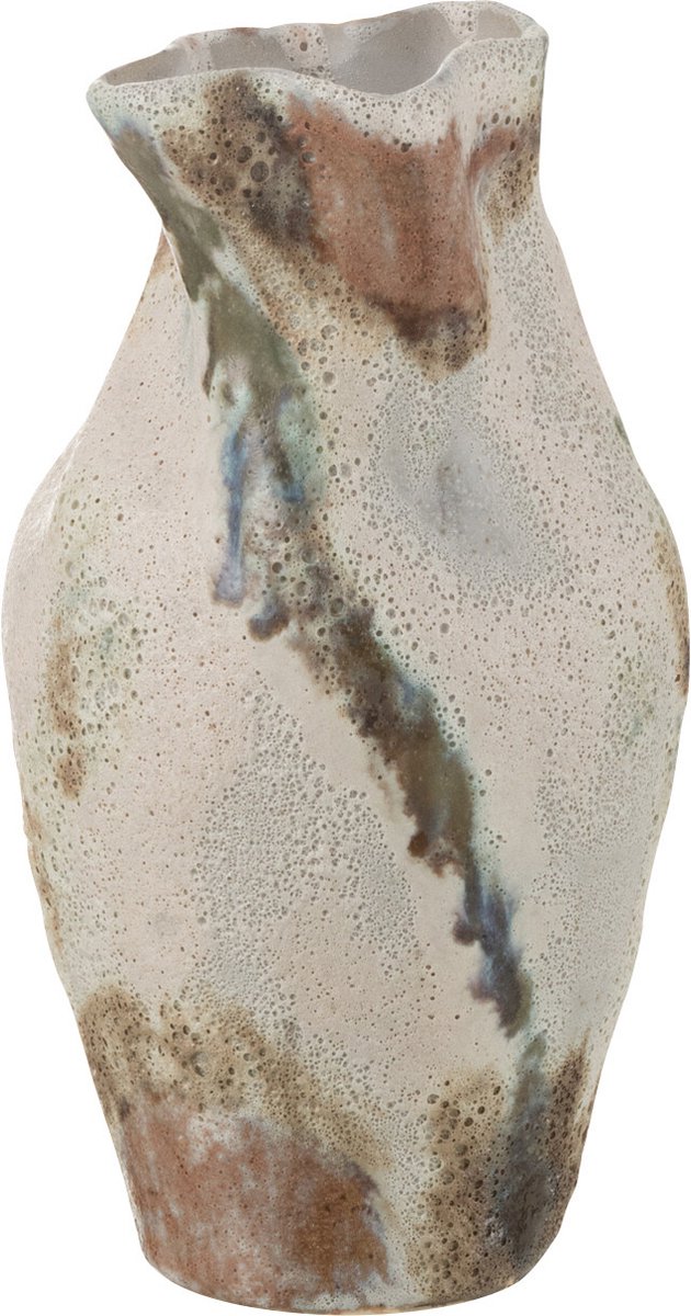 J-Line vaas Maan Vervormd - keramiek - mix - 26.5 cm hoog Beige