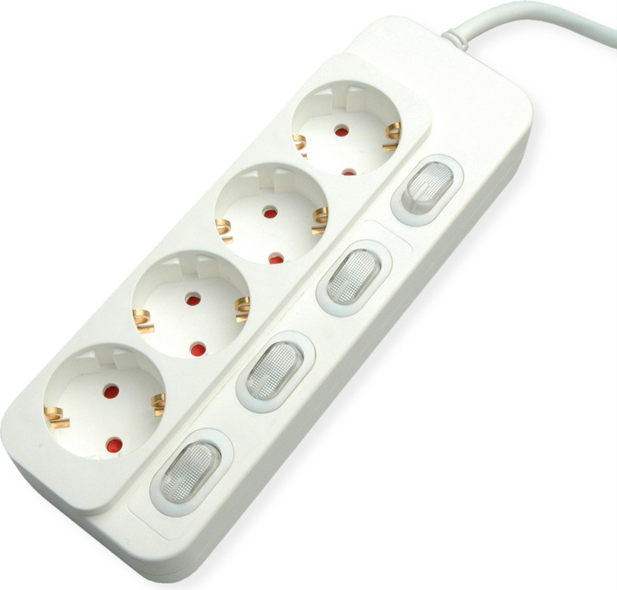 VALUE 4-voudige stekkerdoos met afzonderlijke schakelaars, wit, 1,5 m
