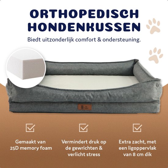 Lit orthopédique de Luxe pour chien Pet Perfect - Coussin orthopédique pour chien - Housse amovible - Lavable - Avec fermeture éclair - XL- Core Series