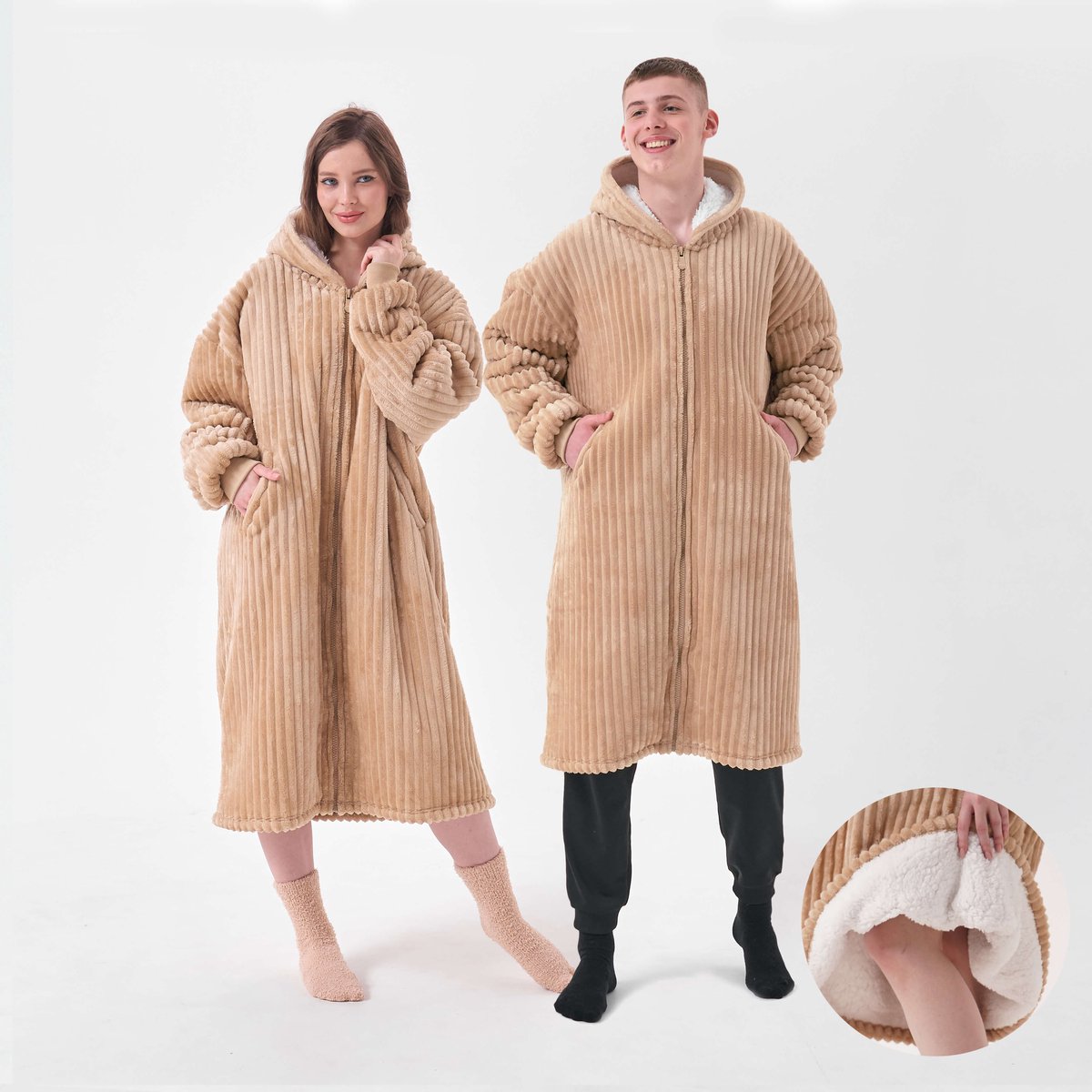 JENS - hoodie 70x110 cm - oversized hoodie deken - volwassenen - unisex - Irish Cream - beige