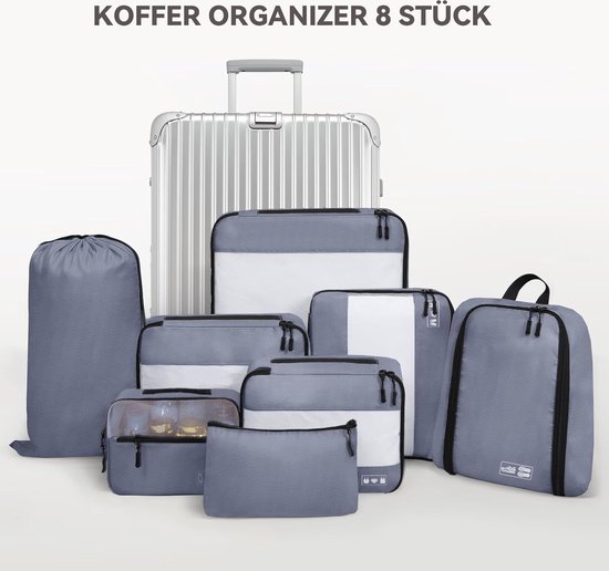 thumbnail: 6 Stuks Kofferorganizer Tassen - Set Met Ritssluiting, Roze, Voor Reizen En Opbergen