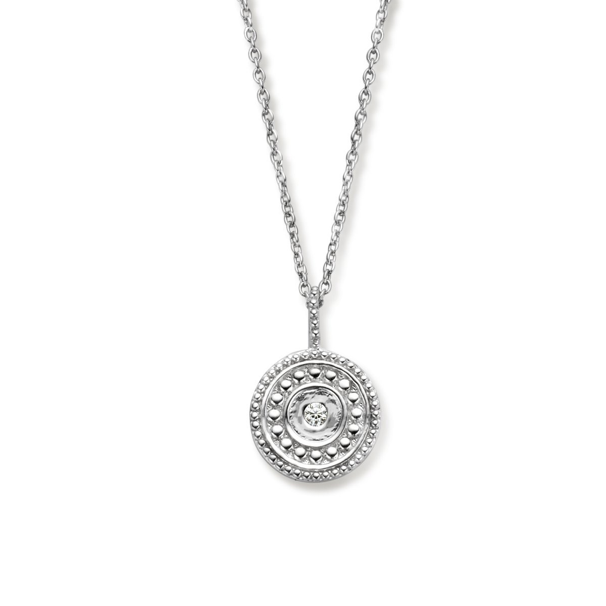 zilver gerhodineerd bewerkt collier met zirkonia 41 - 43 - 45 cm 1336183