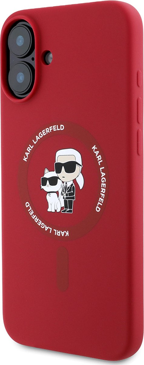 Karl Lagerfeld Backcase hoesje geschikt voor iPhone 16 Plus - Effen Rood - Silicone