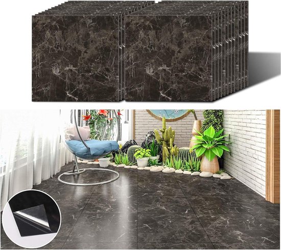 Vloerstickers pvc-tegels zelfklevend marmer-look - 30 cm x 30 cm - 24