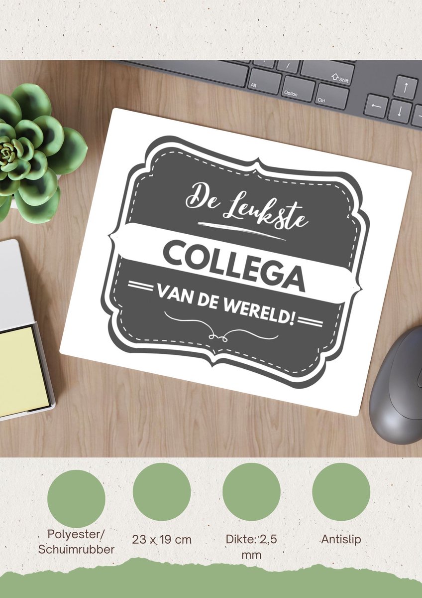 Akyol - de leukste collega Muismat - Collega - beste collega - werk - afscheidscadeau - verjaardagscadeau - kado - 23 bij 19 cm