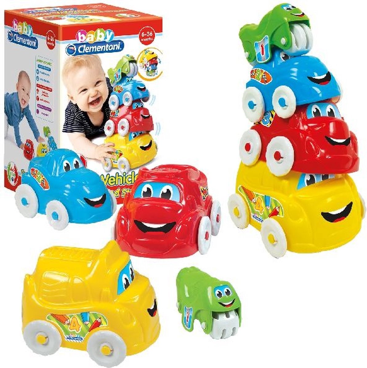Baby Clementoni - Fun Vehicles - Speelgoed Auto - Verschillende Voertuigen - 3 Auto’s en 1 Motor - 1-3 jaar — afbeelding 13