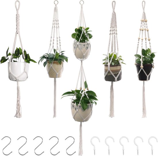 Macramé plantenhanger - 105 cm - hangende plantenhanger - voor binnen