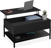 salontafel uitklapbaar - met opbergruimte - 45,5 x 90 x 60 cm - houtlook - modern - zwart