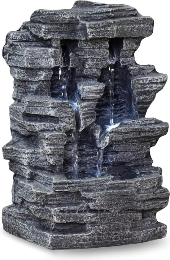 Fontaine LED d'intérieur - ZEN LIGHT - Grand Canyon - 3 éclairages led blanc froid - Pompe silencieuse - Gris - Maison