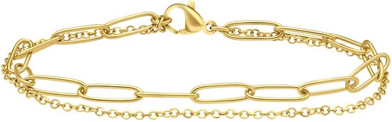 Myla - Bracelet acier plaqué or double