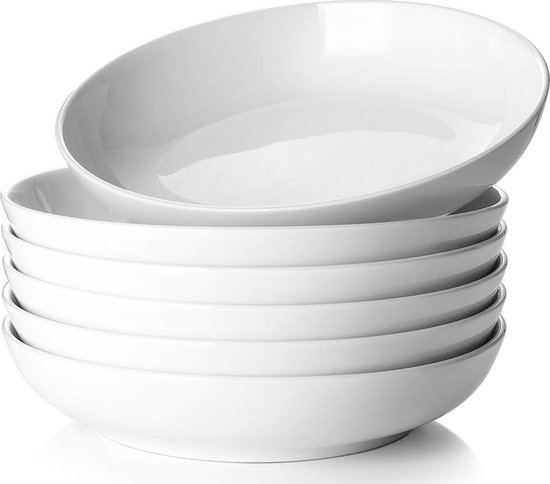 Lot 6 Assiettes Vintage Normand – Blanc Liseré Rouge, Soupe/salade