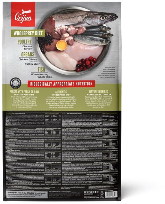 Orijen Whole Prey Senior Dog - Kip & Dinde - Nourriture pour chiens - 11,4 kg