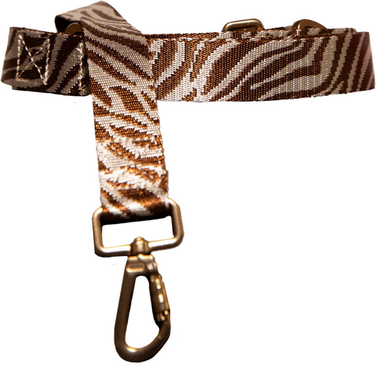 Dogguo Zebra Leash Bruin&Beige - Hondenriem - 200x2.5 cm