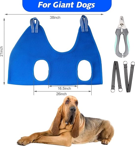 ATESON Huisdierverzorgingshangmat met nagelknippers/nageltrimmers/verzorgingsschaar, hondenverzorgingsharnas voor nageltrimmen, huisdierverzorging slingerhelper voor grote grote honden