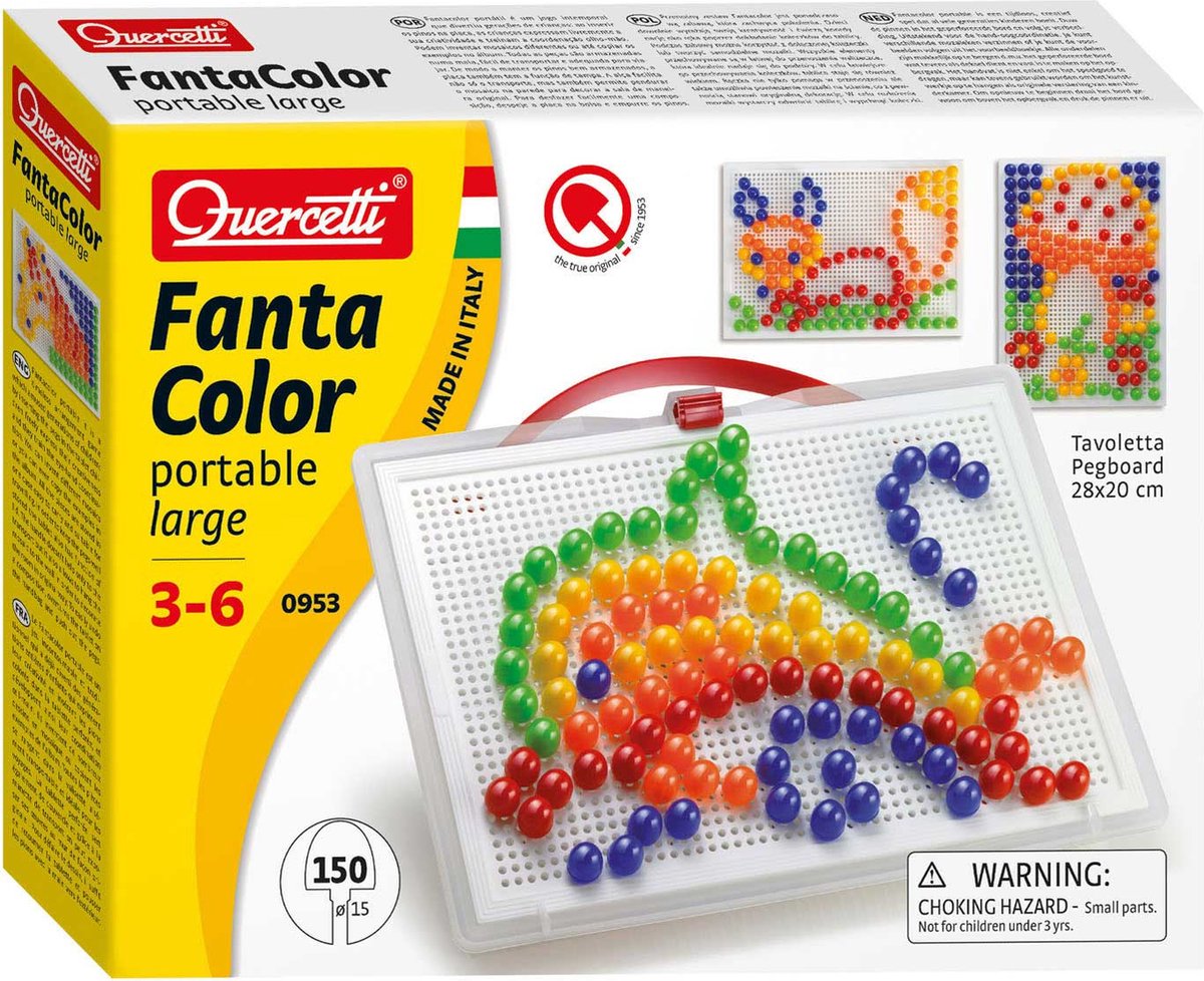 Quercetti Fantacolor Portable – Jeu Mosaïque 150 Pièces, Créativité Et Loisirs Nomades