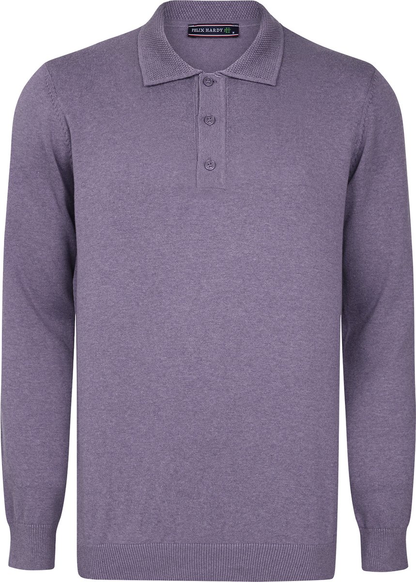 Felix Hardy Gebreide Polo Trui - Polo Kraag - Sweater - 100% Katoen Heren Paars - M
