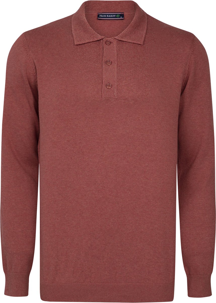Felix Hardy Gebreide Polo Trui - Polo Kraag - Sweater - 100% Katoen Heren Gedroogde Roos - M