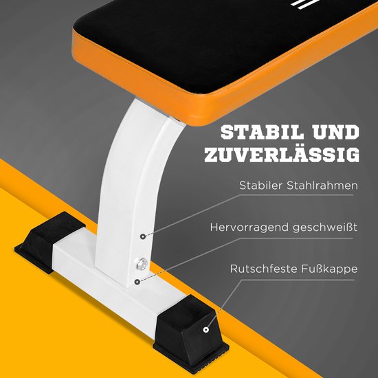 HOMCOM-Hantelbank-Stahl, PVC, Schaumstoff-L112x B62 x H43 cm-Schwarz+Weiß+Orange
