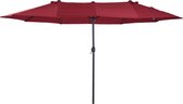 Bol.com Outsunny - Parasol - met handslinger - Metalen stang - Wijnrood aanbieding