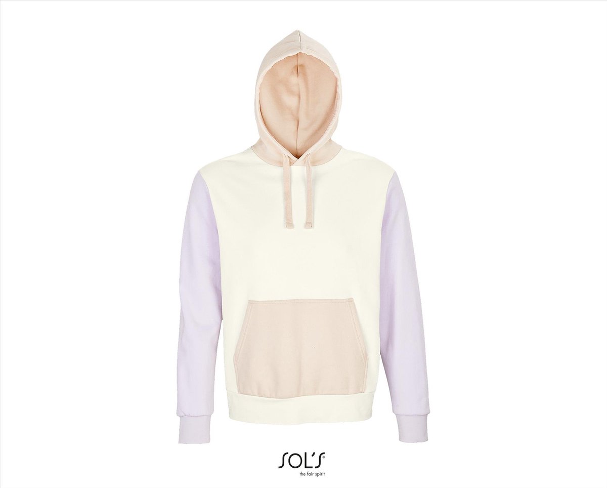 SOL'S Unisex Collins Hooded Sweatshirt L03818 - Off White/Creamy Pink/Creamy Blue - 3XL
