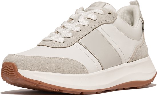 FitFlop F- Baskets Mode Flow - Mix Cuir & Daim BLANC - Taille 38