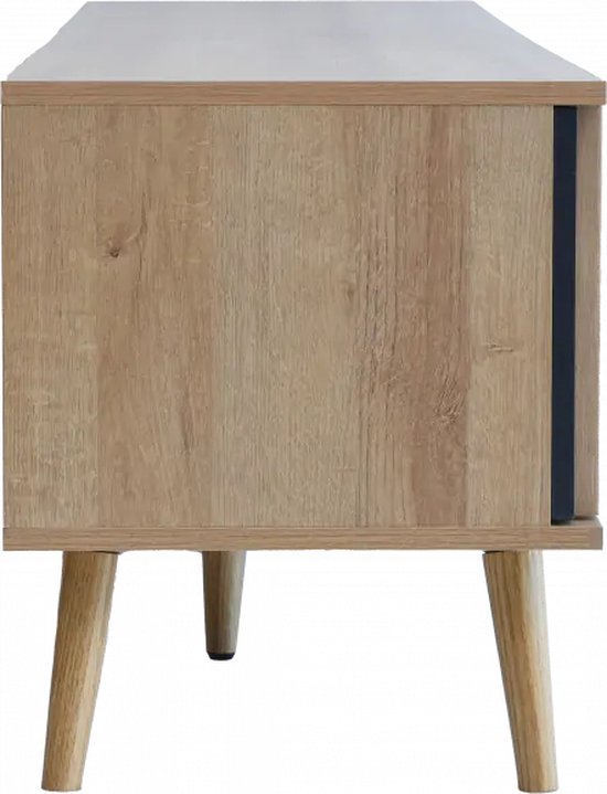 Mobistoxx - Meuble TV PISTACHE - 150cm - 2 portes - bois marron/noir