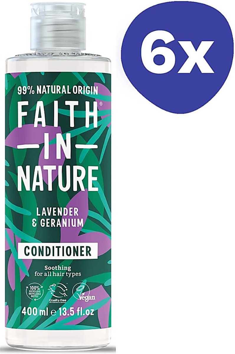 Faith in Nature Lavendel & Geranium Conditioner (normaal tot droog haar) (6x 400ml)