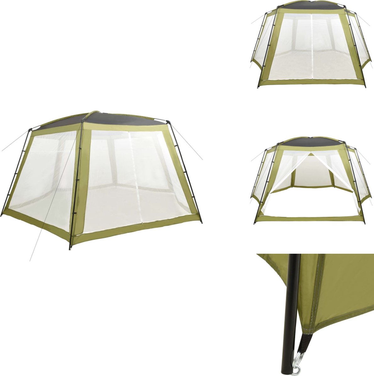 vidaXL Zwembad Tent – Zwembadtent – Zwembaddak – Zonnedak – Zwembadtent 660x580x250 cm stof groen vidaXL Zwembad Tent – Zwembadtent – Zwembaddak – Zonnedak – Zwembadtent 660x580x250 cm stof groen