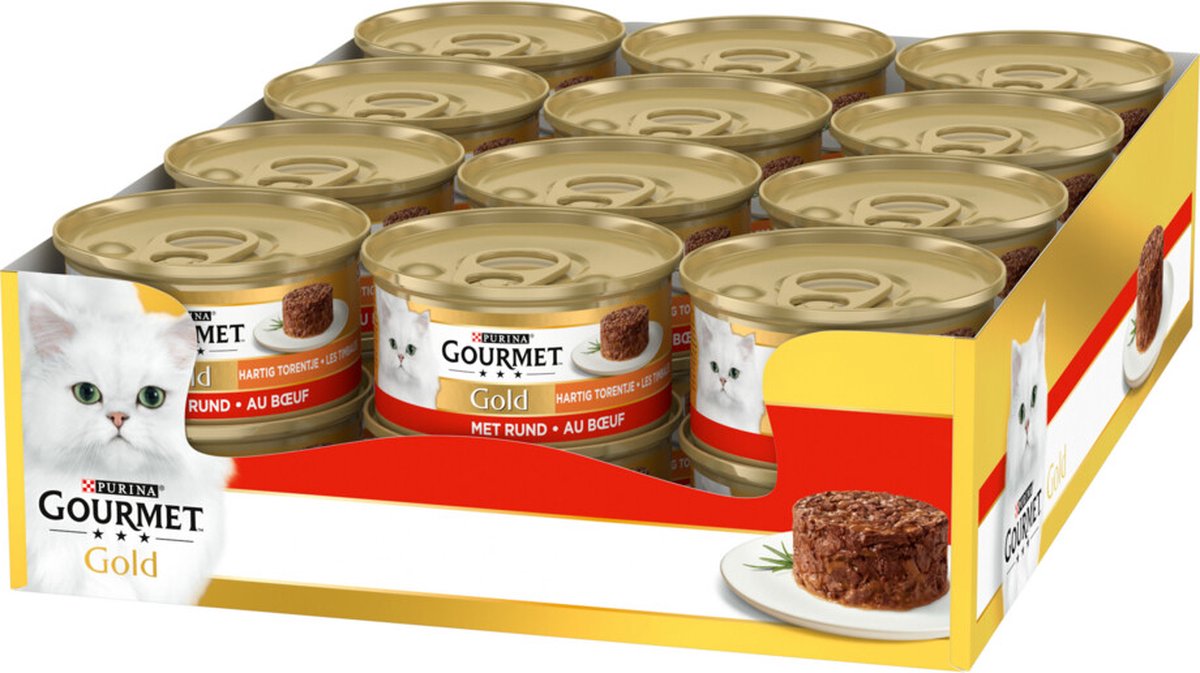 Gourmet Gold Hartig Torentje - Kattenvoer Natvoer - Rund - 24 x 85 g