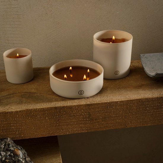 Spaas Glow Bougie parfumée 4 mèches - Mindful Morning - Gris clair - environ 20h - Ø13cm - 3 bougies