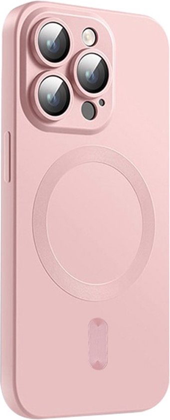 Foto: Enkay hoesje geschikt voor iphone 16 pro max hoesje enkay colour tpu back cover met camera lens protector magsafe compatible roze