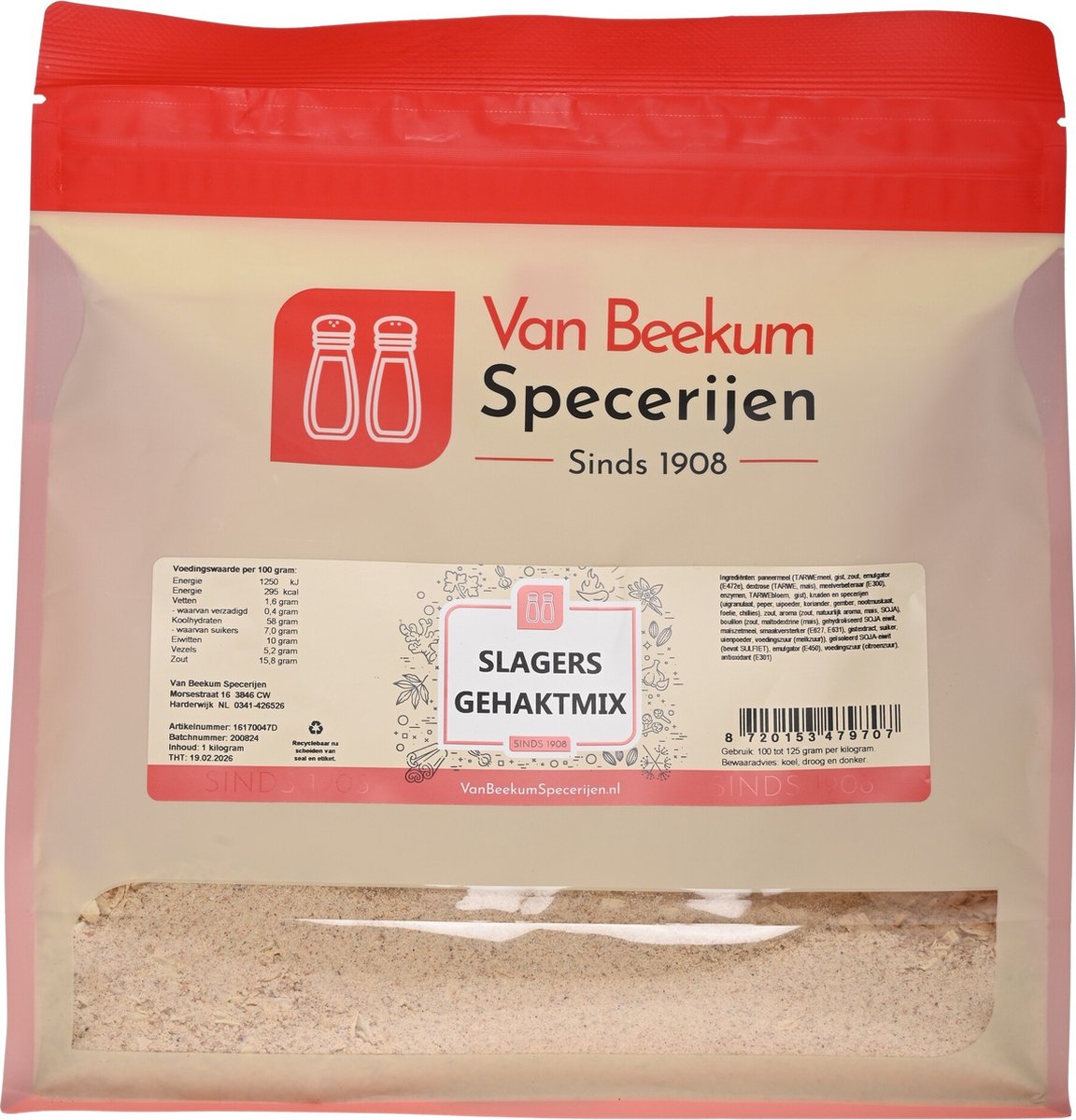 Goedkoopste Van Beekum Specerijen - Slagers Gehaktmix - 1 KG (hersluitbare stazak