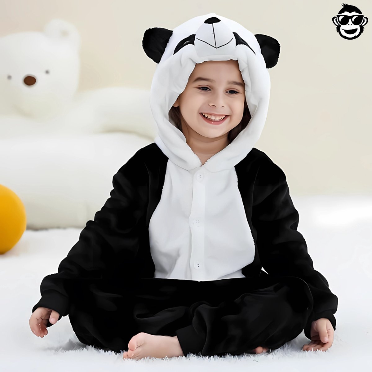 BoefieBoef Dieren Onesie Verkleedkleding Kinderen jaar – Comfortabele Kostuum Pyjama – tot 160 – Dierenpak voor Jongens en Meisjes – Carnaval of Dierenpak - Verkleedkleding - Kerst- of Verjaardag Cadeau - Panda wit zwart — afbeelding 7