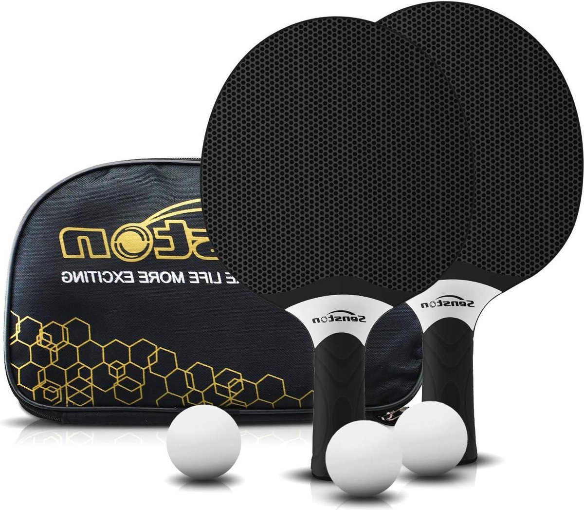 Professionele tafeltennisracketset - composiet rubberen pingpongpeddelset met tas