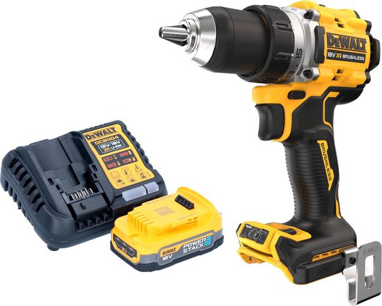 DeWalt DCD 800 E1 accuboormachine 18 V 90 Nm borstelloos + 1x Powerstack accu 1.7 Ah + lader