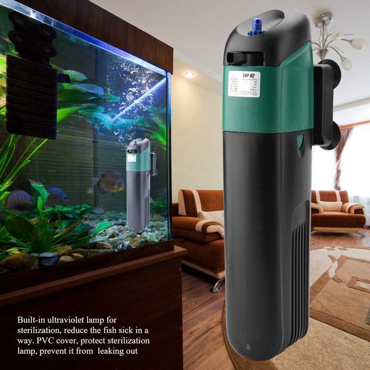 Aquarium UV-sterilisator, 9/15/22W ABS waterhelderaar voor aquarium algenverwijderaar UV-licht met externe synchronisatiecontroller 3/6/12/24H voor aquarium vijver