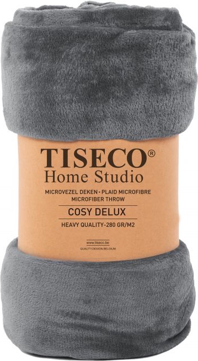 Tiseco Home Studio - Deken COSY DELUX - microflannel - 280 g/m² - 240x220 cm - Donkergrijs