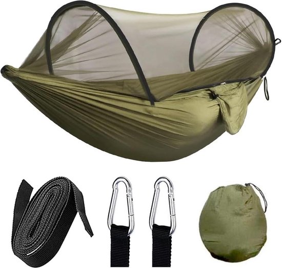 Overmont Hangmat Met Muggennet - TÜV-gecertificeerd, 400 Kg Draagvermogen Ademend Voor Camping En Reizen